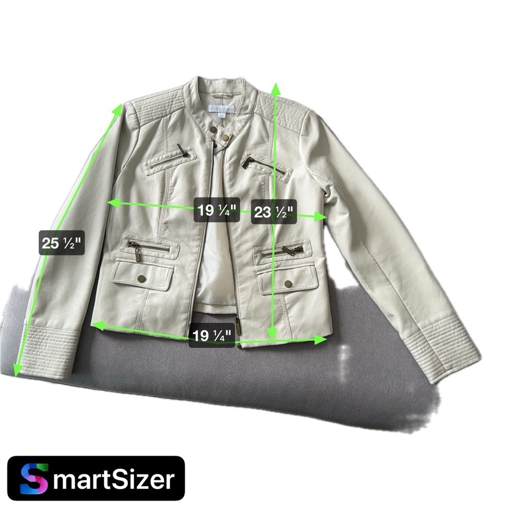 Soft Buttery Faux Biker Cream Lether Jacket Size Small - Picture 9 of 11